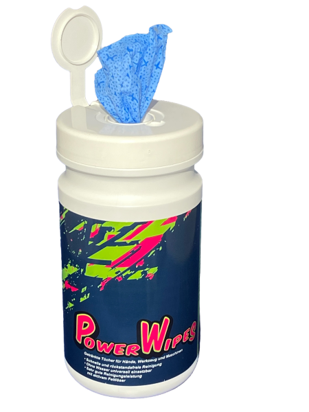 PowerWipes soft (pro) Handreinigungstücher für Industrie 75 Blatt blaues Vlies (1 Dose)